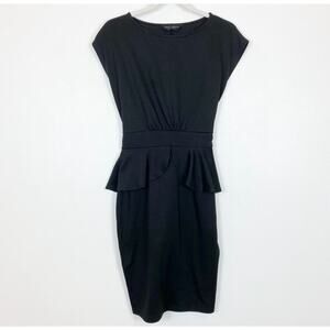 Dorothy Perkins Black Pencil Dress Peplum Waist Size 6
